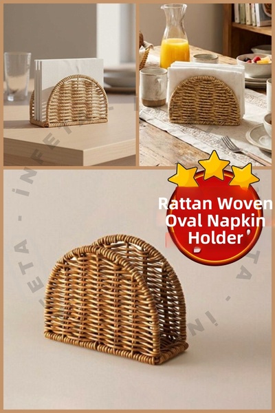 İnfeta Suport pentru șervețele oval din ratan, suport pentru șervețele de masă