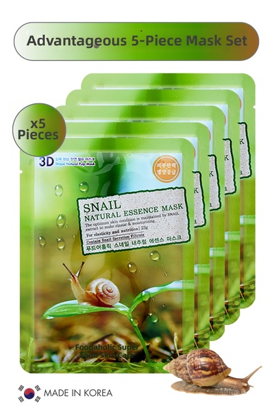 FOODAHOLIC Face Mask 3D Moisturizing Korean Mask Set Organic Anti-Aging Snail...