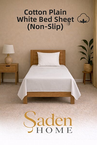 SADEN HOME Cotton Person Single Plain White Bed Sheet for Hotel Çar Bed Sheet...