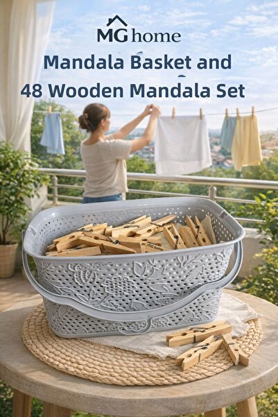 VENON Mandal Basket Set ❤️   48 Wooden Pegs ❤️   Plastic Latch Basket Hanging...