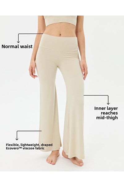 Ayma Active Παντελόνι γιόγκα με κρεμ σορτς Λεπτό ντραπέ παντελόνι γιόγκα