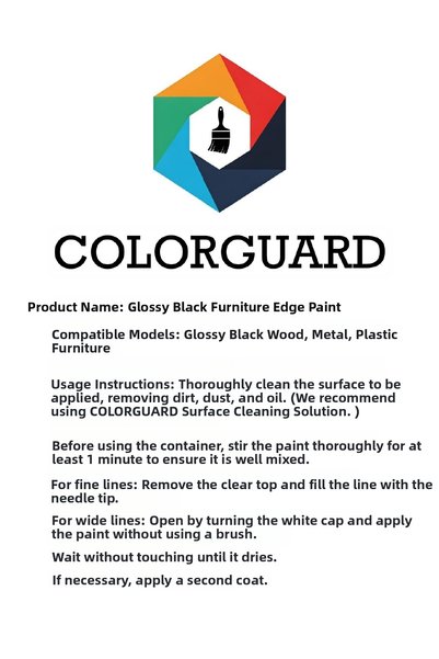 COLORGUARD Glossy Black Furniture Touch-Up Paint with Needle and Brush 2 in 1 Special Design Bottle