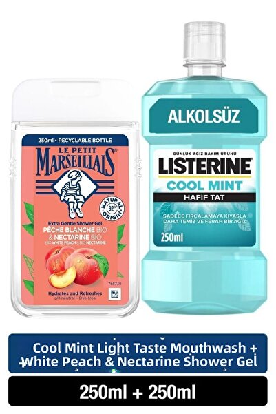 Le Petit Marseillais White Peach and Nectarine Shower Gel 250 ml + Listerine ...