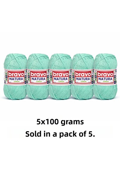 Bravo Natura Cotton Mint Green 804 bumbac fire 100gr 200mt Ață de tricotat Aț...