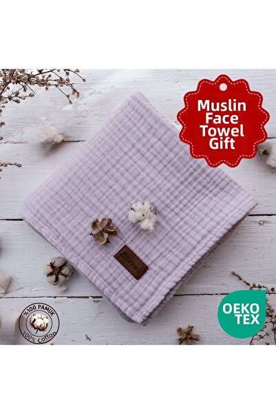 ZEYPBA Lilac 4-Layer Muslin Edge-Stitched Baby-Child Muslin 100% Cotton 90X100Cm