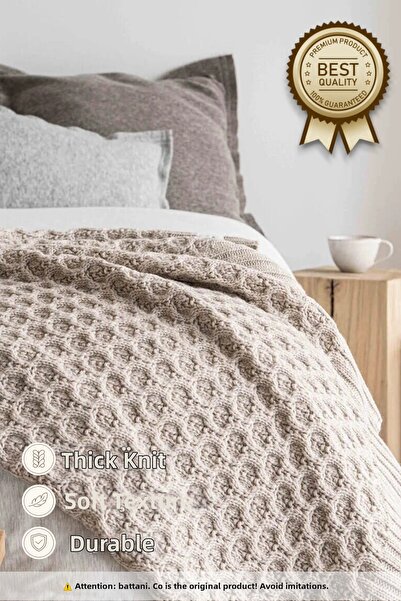 Battani.Co Home Χοντρό Πλεκτό Κουβέρτα Διακοσμητικό Ριχτάρι Καναπέ & Κρεβατιο...