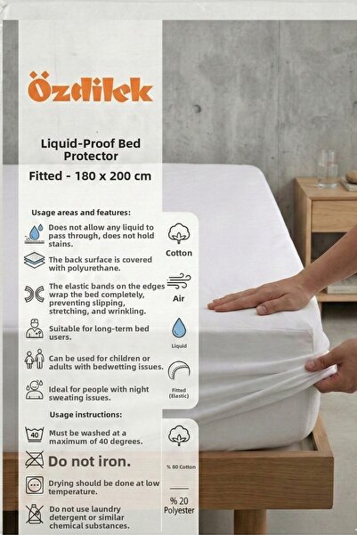 Özdilek 90x190 Single Liquid Proof Fitted Mattress Protector - Mattress Prote...