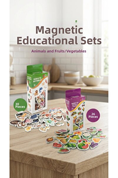 lowell home Educational Magnetic Animal and Vegetable Fruit Set 56 Piece Magnet