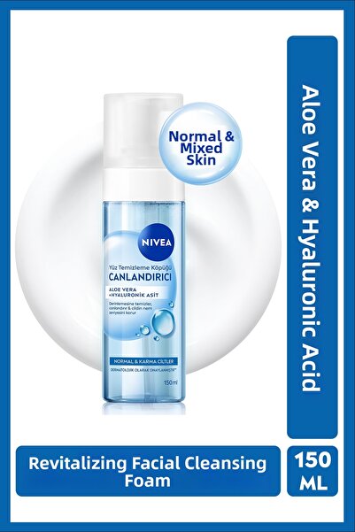 NIVEA رغوة تنظيف الوجه المنشطة 150 مل، للبشرة العادية المختلطة، بالصبار، وحمض...