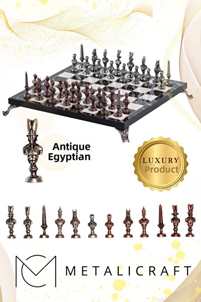 Metalicraft Mc76 Metal Chess Set with Ancient Egyptian Figures - 30cm Marble ...