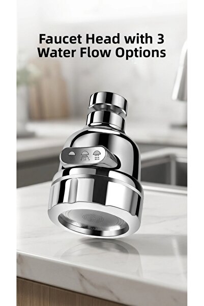 lowell home Rotary Chrome 3-Function Water-Saving Kitchen Sink Apparatus