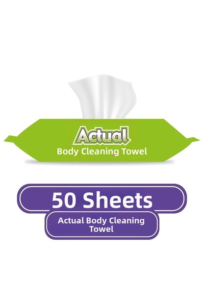 ACTUAL مناديل تنظيف الجسم المبللة 50 قطعة