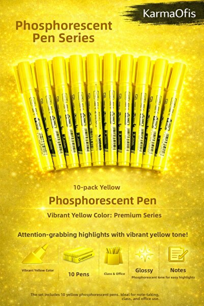 KarmaOfis Highlighter Pen Set of 10 – Yellow Highlighter