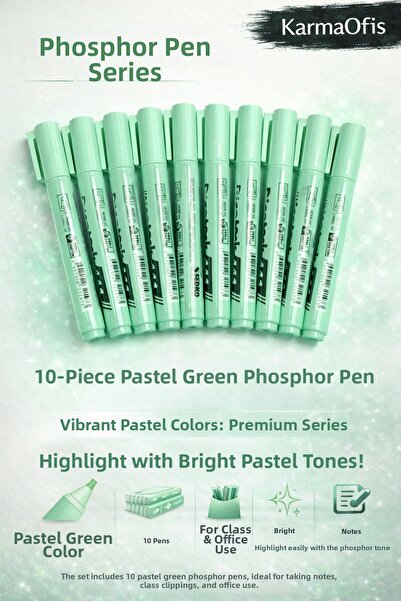 KarmaOfis Highlighter Pen Set of 10 – Pastel Green Highlighter