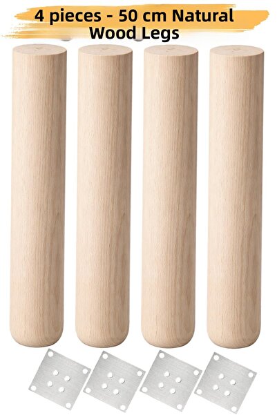 NZB (4 Pieces) Bohemian 50 cm Natural Wood Unpainted Cylinder Table Coffee Ta...