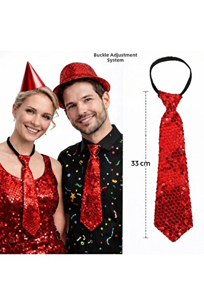 lowell home Red Color Sequined Sparkling Party Tie 33 cm