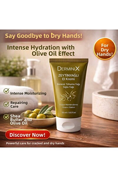 Derminix Olive Oil Hand Cream 50 ml – Intensive Moisturizing, Restorative Car...