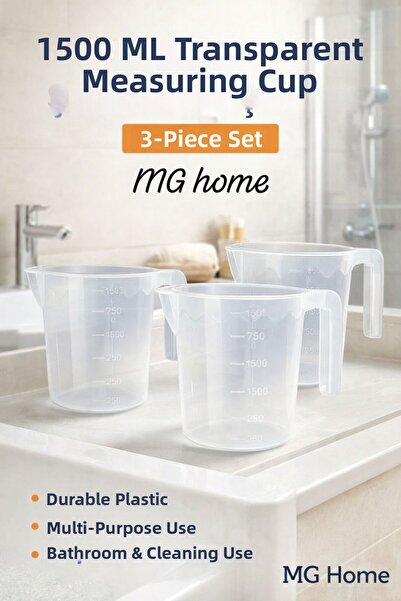 VENON 3 Pieces ❤️   Transparent Mug 💧   1500 ml 💧   Plastic Water Bucket ❤️...