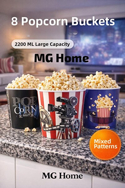 VENON 8 قطع 🍿   2200 مل 🍿 وعاء الفشار البلاستيكي غير القابل للكسر، وعاء الذ...