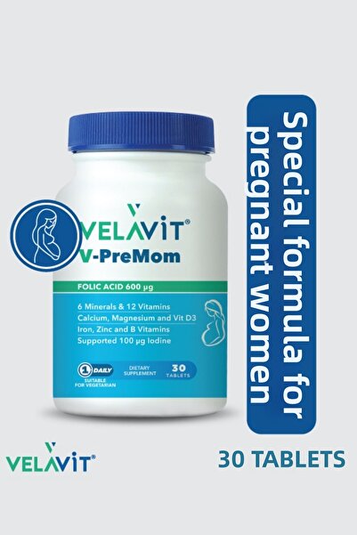 Velavit في-بريموم - مكمل غذائي متعدد الفيتامينات للحمل وما قبل الولادة - 30 ق...