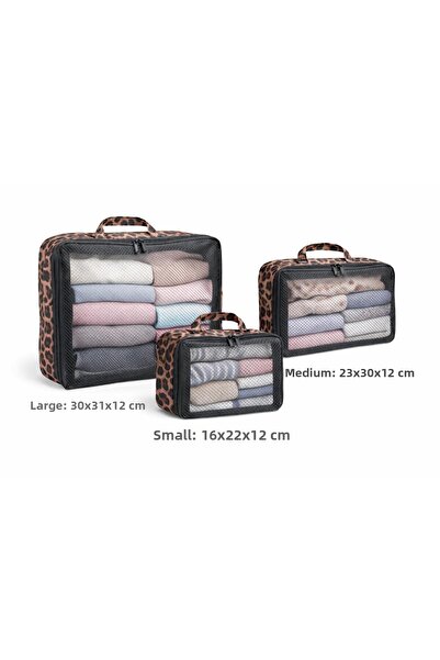 4nio 3-Piece Suitcase Organizer Set-Organizer-With Mesh Cover-With Zipper