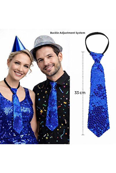 lowell home Blue Color Sequined Sparkling Party Tie 33 cm