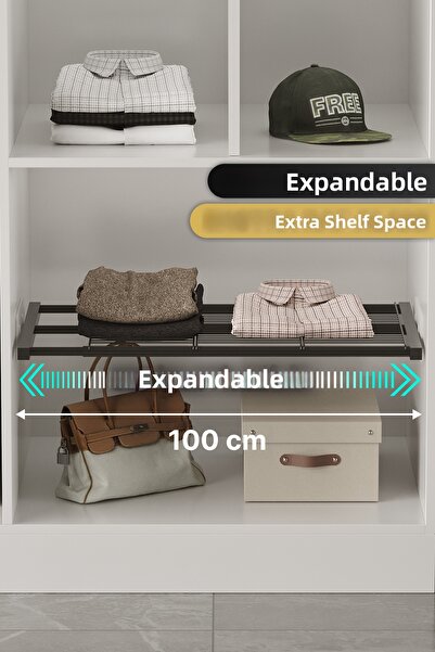 Bino Inside Closet Organizer Expandable Adjustable Multipurpose Metal Shelf O...