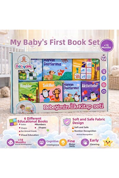 NUNU My Baby's First Book Set of 6 Educational Baby Soft Books Colors Numbers...