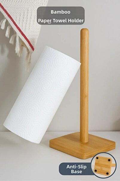 moontime alaçatı Bamboo Paper Towel Holders, Pack of Non-Slip Underlay Pieces...