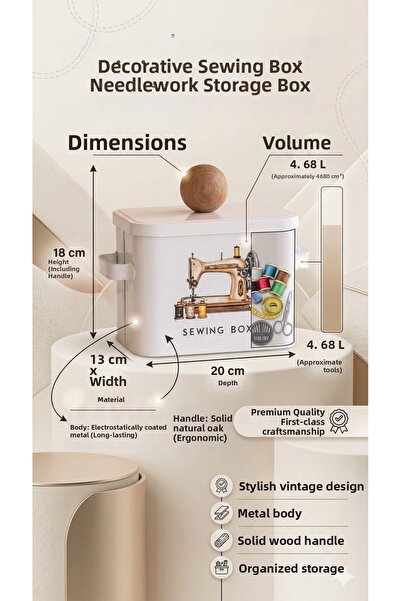 The Mia Decorative Sewing Box Sewing Material Storage Box 13X20X18 cm