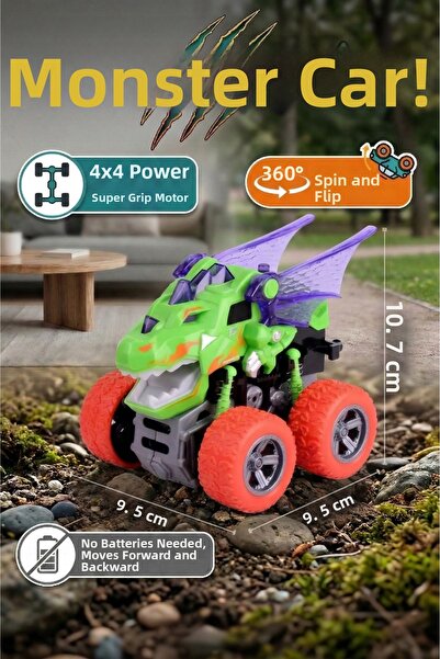 craftivio Dragon-Themed Monster Car Set - 360-Degree Tumbling Inertial Motori...
