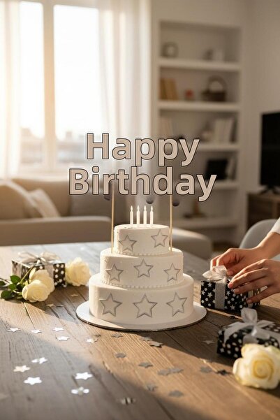 Cadde Süs Black-Silver Themed Toothpick Cake Topper