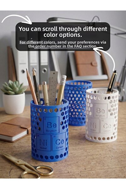 Baykuş Pazar Decorative Honeycomb Pen Holder Chemistry Themed Office Desktop ...
