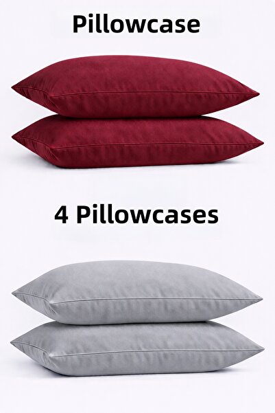 SADEN HOME Cotton Pillow Cases Bordo-Grey 50X70 cm