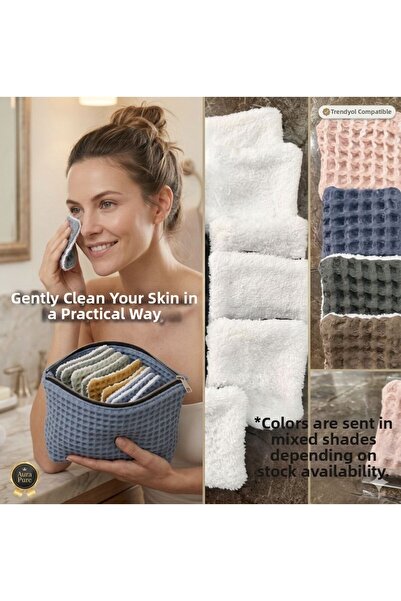ozlıkaa "Waffle Makeup Bag Pieces + 5-Piece Washable Makeup Removal Pads Set"