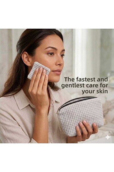 ozlıkaa "Waffle Makeup Bag Pieces + 5-Piece Washable Makeup Removal Pads Set"