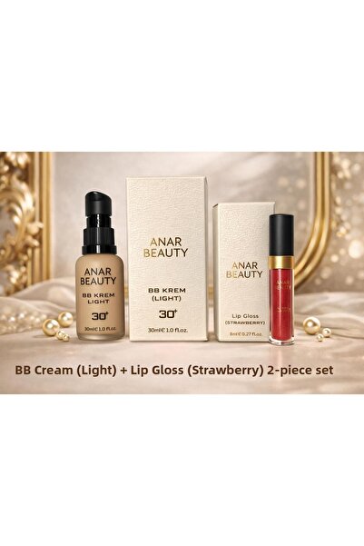 Anar Beauty Bb Cream-30Ml (Light) + Lip Gloss - Shine Lip Oil Gloss (Strawber...