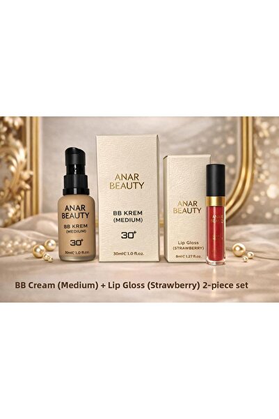 Anar Beauty Bb Cream-30Ml (Medium) + Lip Gloss - Shine Lip Oil Gloss (Strawbe...