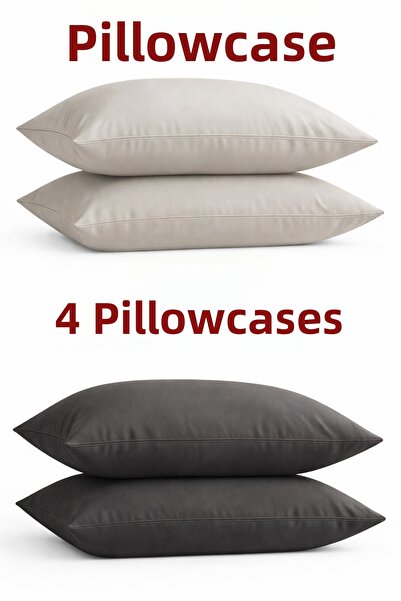 SADEN HOME قطن غطاء وسادة من 4 قطع رمادي فاتح-أنثراسيت 50×70 سم