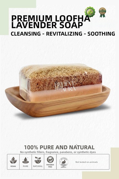 Believe Your Aura Donkey Milk Lavender Oil Soap - Natural Pumpkin Fiber Purif...