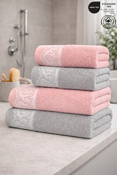 Ellaline MILANO Σετ Με γκιπούρ δαντέλα πετσετών 4τμχ 100% Βαμβάκι Πιστοποιημέ...