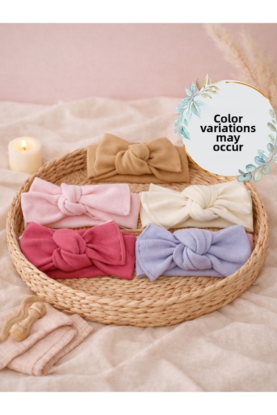 Bebella Baby Girl Rib Knit Hair Bandanas – Bow Tie-Detail 100% Cotton Cotton ...