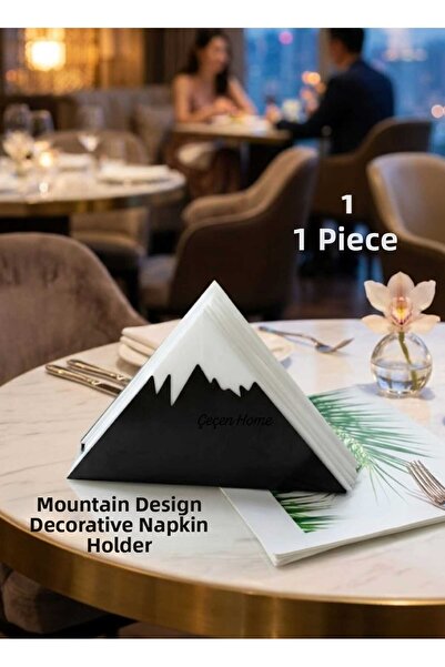 ÇEÇEN HOME (1 bucată) Suport decorativ negru pentru șervețele din metal cu fi...