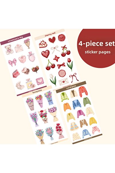 Songwol Studios مجموعة ملصقات ذات طابع زهري باللون الأحمر العنابي الجمالي، مل...