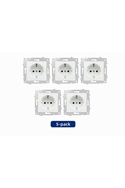 Ovivo Electric 5 Ovivo White Grounded Sockets |   Frame Excluded |