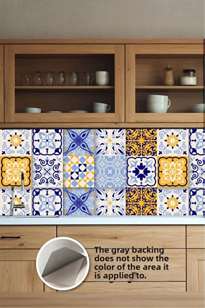 Piksel Grafik Стикер с мотив „Пъзел“ в синьо и жълто – самозалепващо покритие...