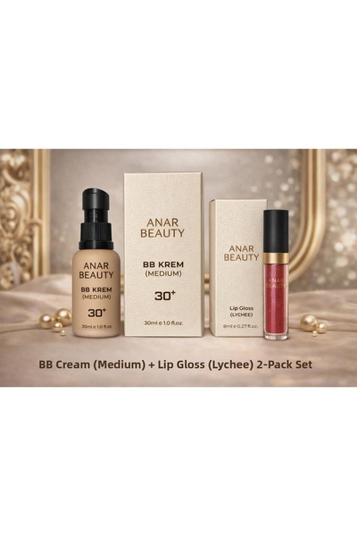 Anar Beauty Bb Cream-30Ml (Medium) + Lip Gloss - Shine Lip Oil Gloss (Lychee)...