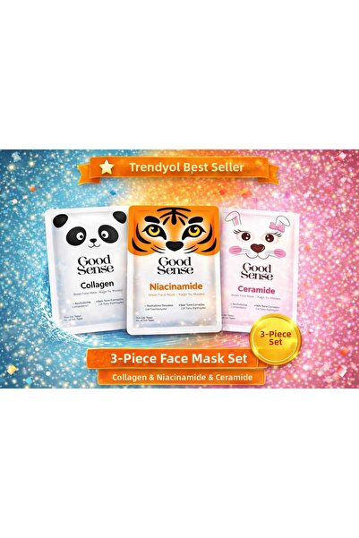Good Sense مجموعة من 3 أقنعة ورقية للوجه من سلسلة الحيوانات: باندا كولاجين - ...