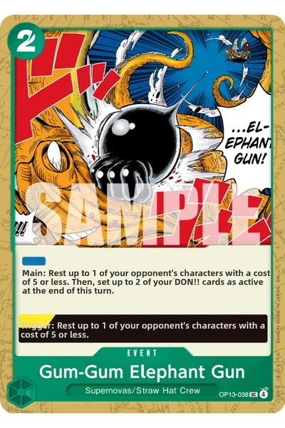 Bandai TCG بطاقة لعب مرخصة من One Piece Gum-Gum Elephant Gun OP13-038 (EN)