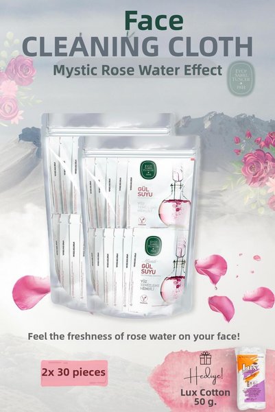 Eyüp Sabri Tuncer Mystic Rose Water 60 Pack Facial Cleansing Wipes and Cotton...